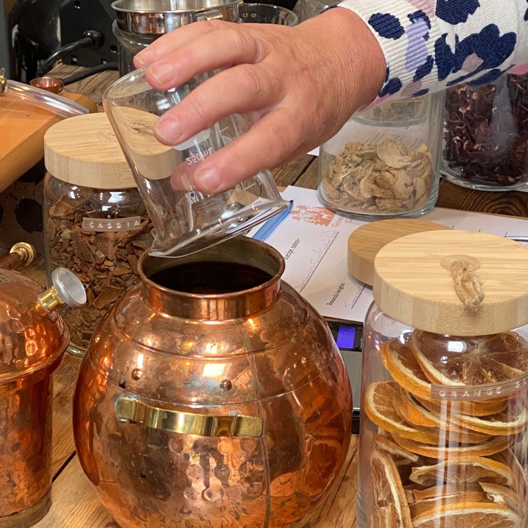 A drink being prepared at Goosnargh Gin School in Lancashire