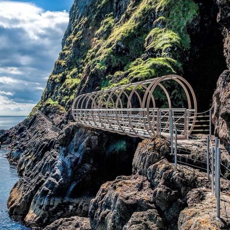 Cliffside walkway overlooking the sea