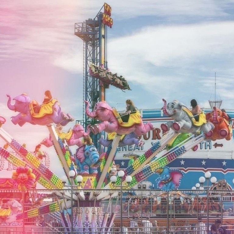 View to a fairground ride at Great Yarmouth Pleasure Beach