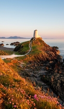 Lighthouse on a prominent rocky outcrop
