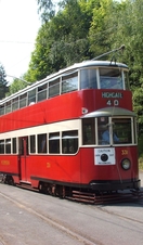 An old vintage tram at the National Tramway Museum at Crich