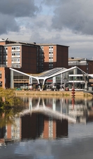 A long shot of Brayford Waterfront in Lincoln