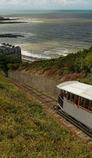 An overhead view of the Aberystwyth Cliff Railway