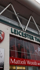 An outdoor view of Mattioli Woods Welford Road Stadium, home to Leicester Tigers Rugby Club
