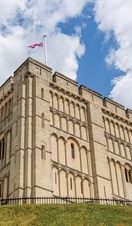 An upwards shot of Norwich Castle