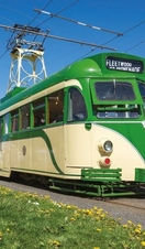 A colourful vintage tram.