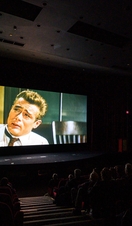 People watching a film in a cinema