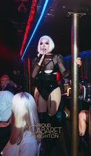A performer on stage at Brighton's Proud Cabaret