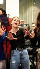 A musical performance on stage at the Birmingham Repertory Theatre