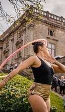 A performer in front of Nottingham Castle