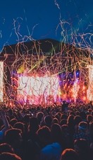 A stream of confetti covering the main stage at All Points East in London