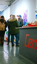 Groups of people attending art show at Centrala in Birmingham