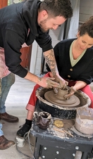 Two women on a pottery class in Snowdonia/Eryri National Park
