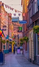 A view down a shopping street in Exeter's Castle Quarter
