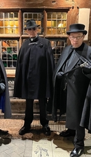 A group of tour guides on a ghost walk in Stratford-upon-Avon