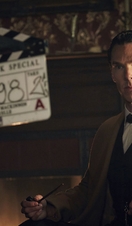 Benedict Cumberbatch on set in Bristol as Sherlock Holmes for the BBC's Sherlock
