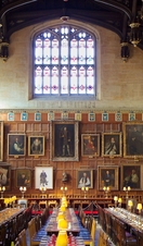 An inside shot of a hall in Christ Church college, Oxford, a filming location for the Harry Potter film series