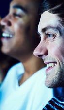 Geeky guy and girl on a date at the movies