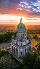 Ashton Memorial, Lancaster from the air looking out across Morecambe Bay