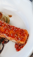 A plate of food being served at the Tides Restaurant