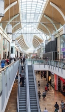 An inside view of St Davids Centre, a mall in the heart of Cardiff, Wales