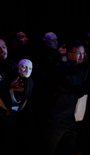 Performers using masks on stage at York Early Music Festival