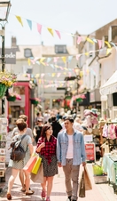 Crowds of people on the streets on a summer's day shopping