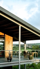 A view of the patio area of Trevibban Mill in Cornwall