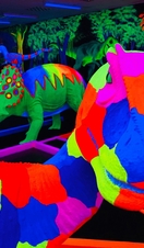 Luminescent decorations on a mini golf course at Globalls in Brighton
