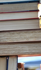 Old books on a table at a flea market