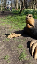 A wood sculpture of a mole in Bute Park, Cardiff