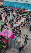 Aerial shot of a street food market