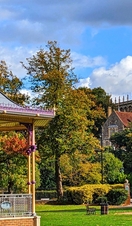 A view from inside Windsor's Alexandra Gardens towards Windsor Castle