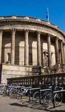 Exterior of a round reading room of a library.