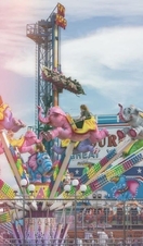 View to a fairground ride at Great Yarmouth Pleasure Beach