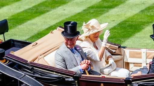 Arrival of Prince Charles and wife in a horse-drawn carriage