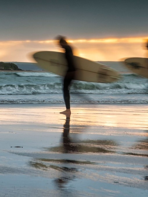 Surfers at Bantham Beach, Burgh Island