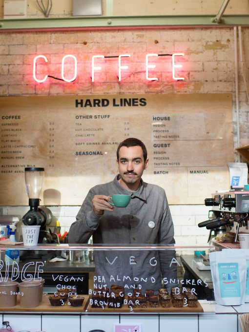 Coffee stall inside Cardiff Central Market in Cardiff, Wales