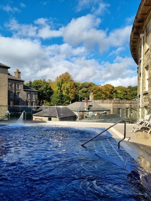 Outdoor view of Buxton Crescent & Thermal Spa with buildings in the background