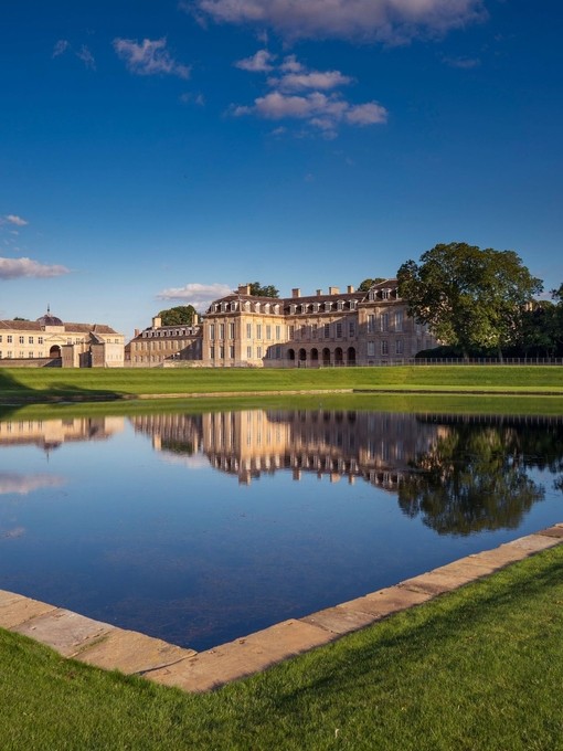 Exterior view of stately home in the countryside