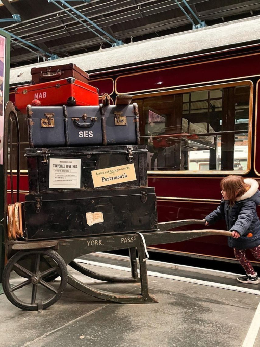 Child in front of a display at the National Railway Museum in York
