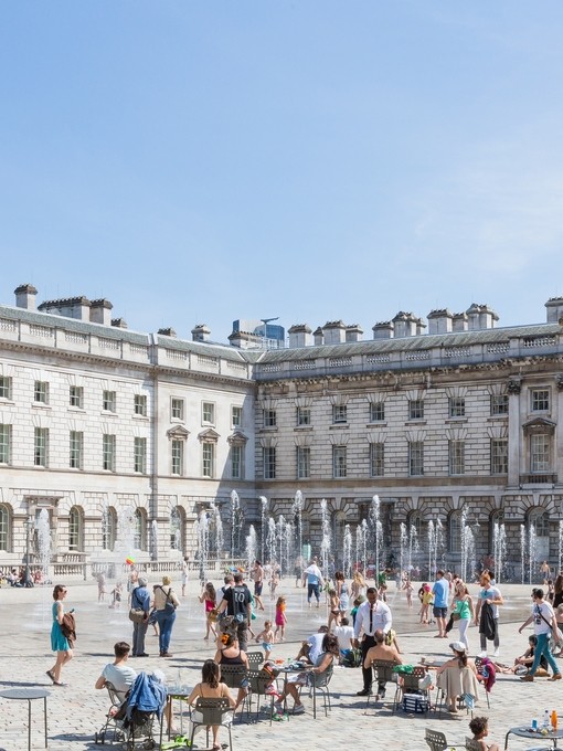 The Edmond J Safra Fountain Court in the centre of Somerset House, London