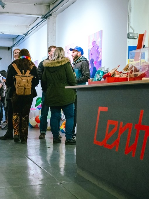 Groups of people attending art show at Centrala in Birmingham
