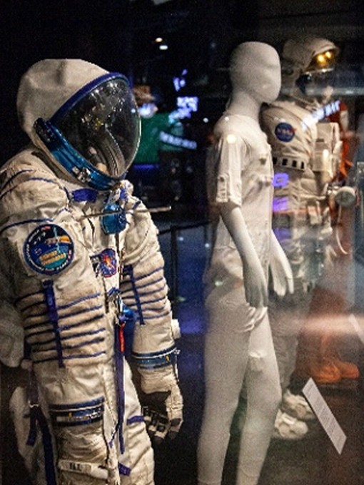 Spacesuits on display at the National Space Centre in Leicester