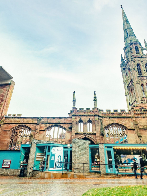 An exterior shot of Coventry Cathedral.