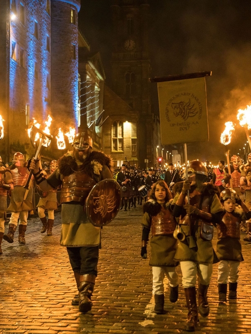 Vikings in a torchlight procession, Edinburgh's Hogmanay celebrations