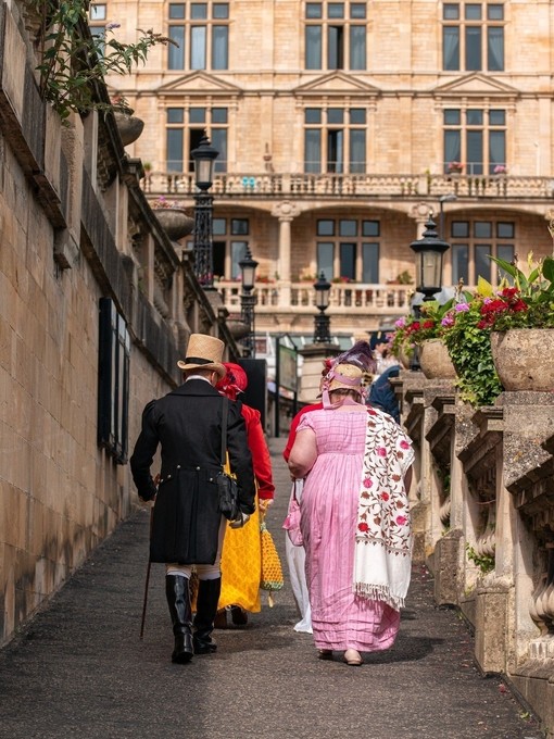 People dressed up as characters from the Jane Austen books