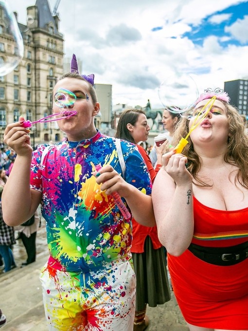 A crowd of people celebrating Liverpool Pride