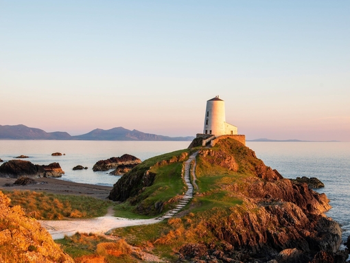 Lighthouse on a prominent rocky outcrop