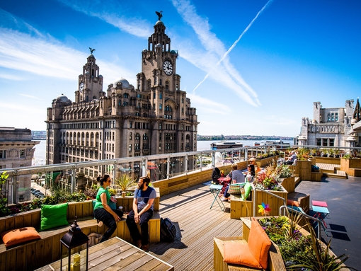 Rooftop of Oh me oh my restaurant in Liverpool